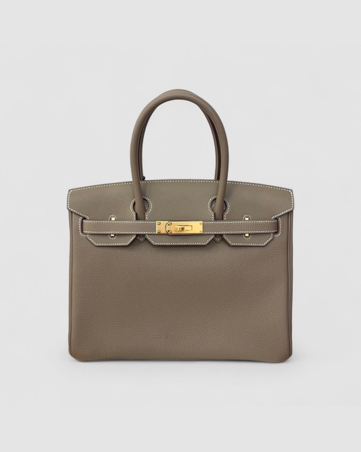 Hermes Birkin 30 3 in 1 Etoupe Swift / Togo Gold Hardware front view