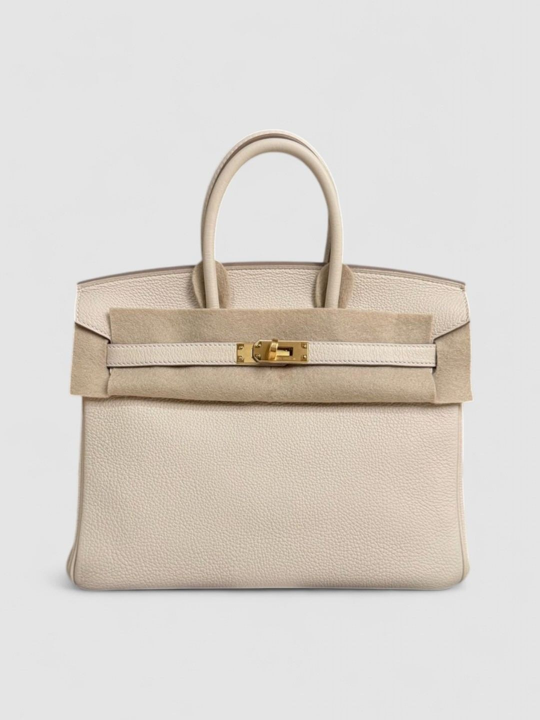 Hermes Birkin 25 Craie Togo Gold Hardware front view