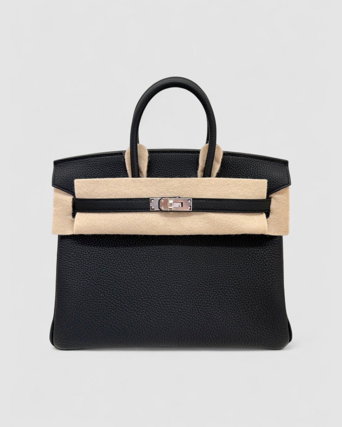 Hermes Birkin 25 Black Togo Palladium Hardware front view