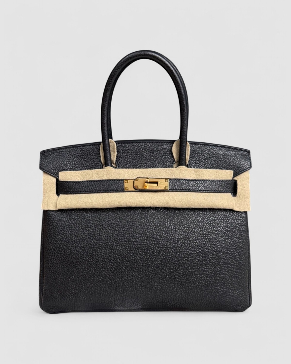 Hermes Birkin 30 Black Togo Gold Hardware front view