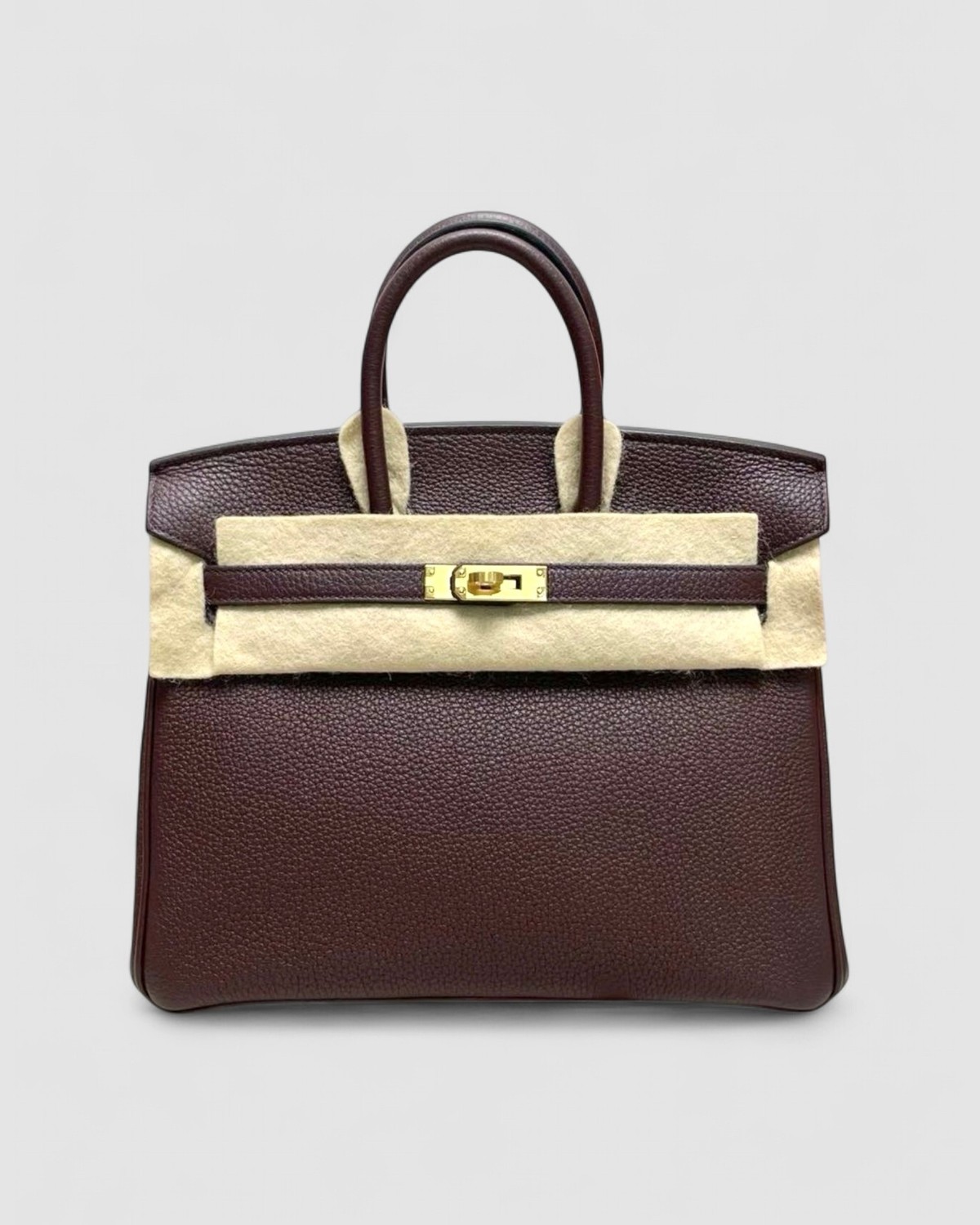 Hermes Birkin 25 Rouge Sellier Togo Gold Hardware front view