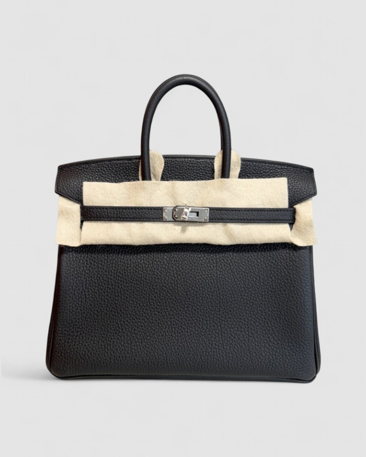 Hermes Birkin 25 Black Togo Palladium Hardware front view