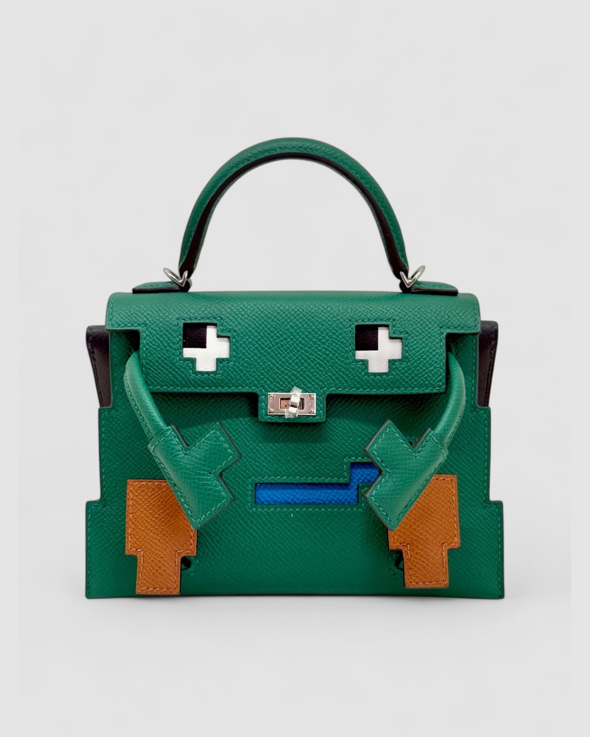Hermes Kelly Doll Picto Vert Vertigo Epsom Palladium Hardware front view
