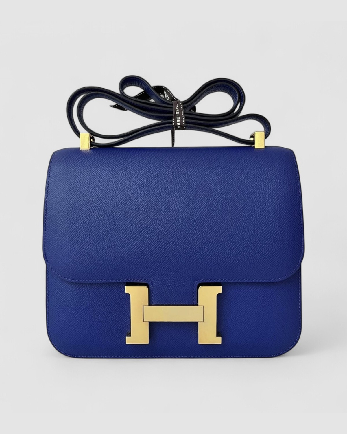 Hermes Constance 24 Electric Blue Epsom Gold Hardware front view
